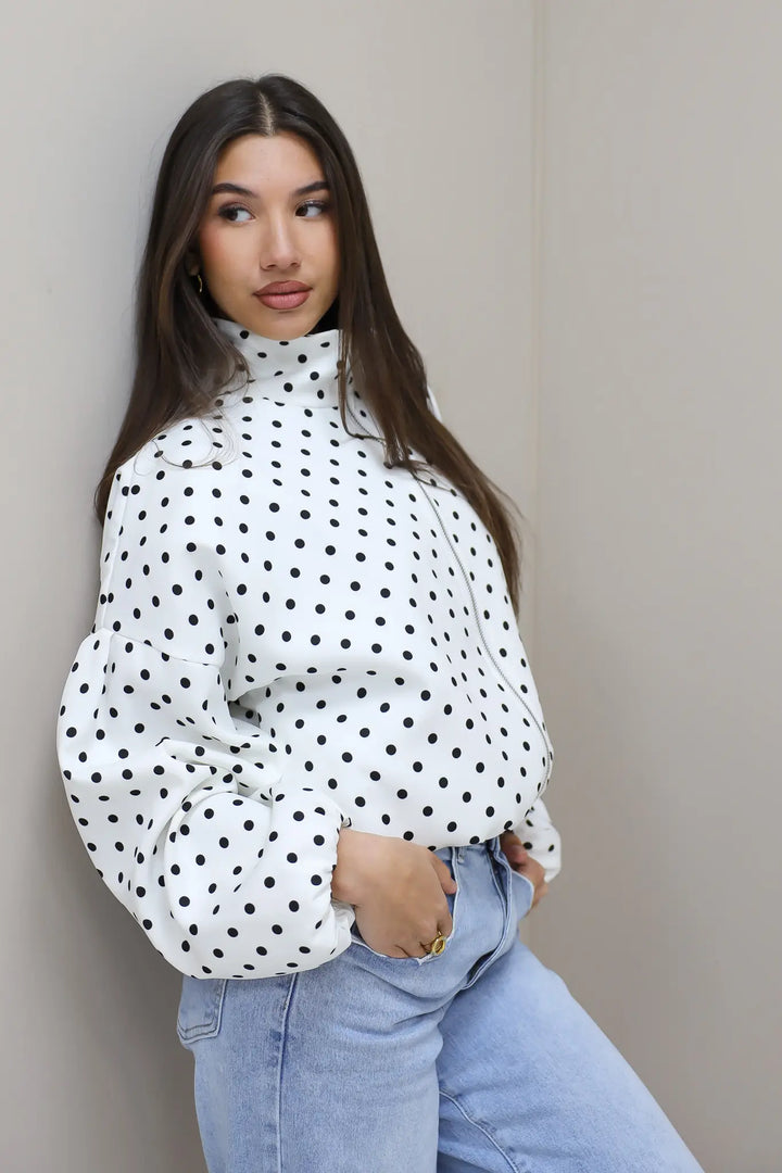 Ballon Jas Polka Dot Wit