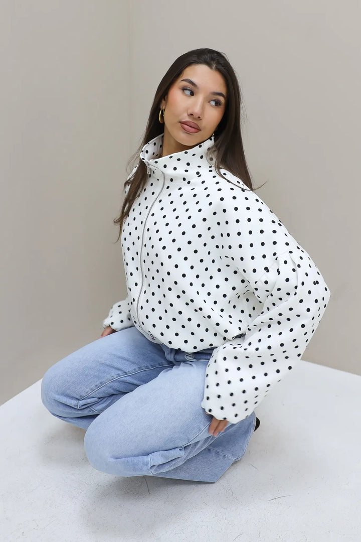 Ballon Jas Polka Dot Wit