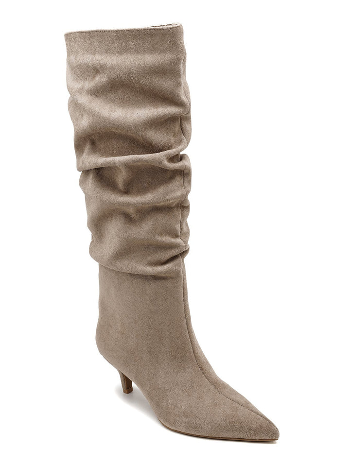Slouchy Suede Look Laarzen Beige