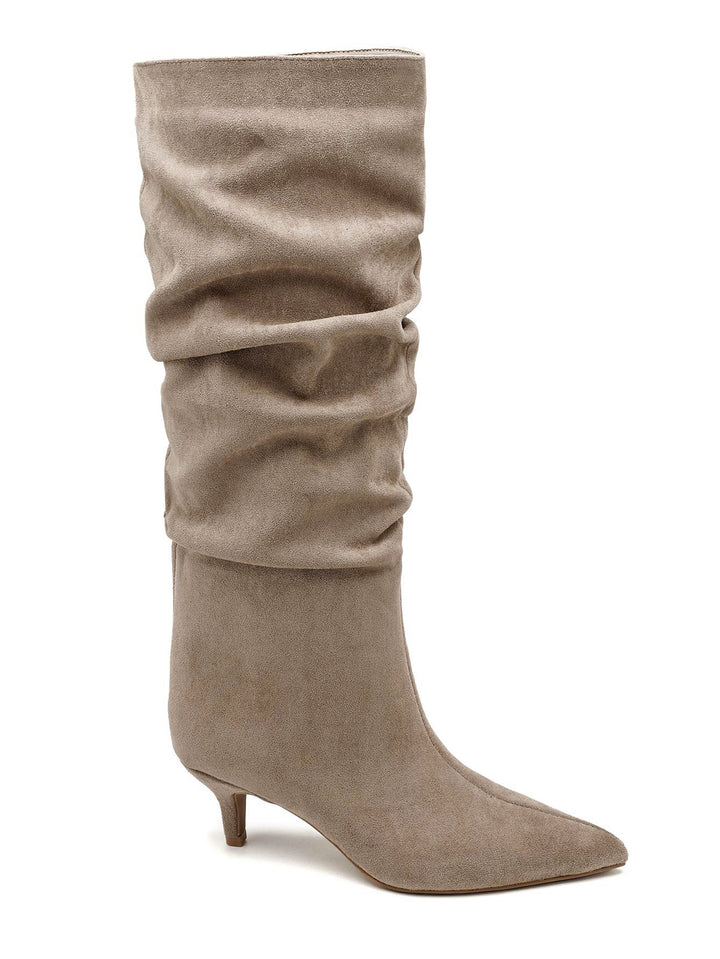 Slouchy Suede Look Laarzen Beige