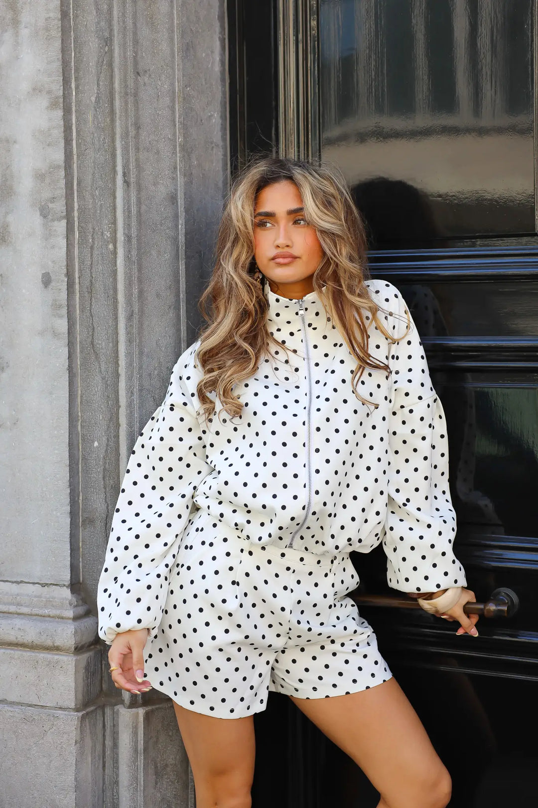 Ballon Jas Polka Dot Wit