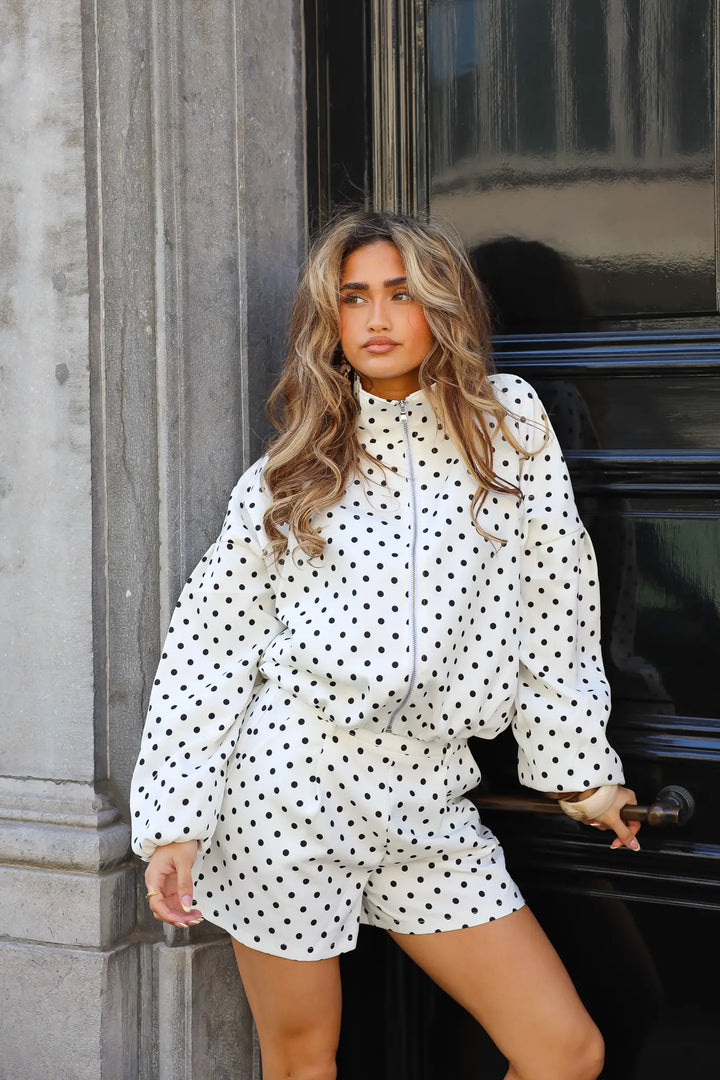 Ballon Jas Polka Dot Wit